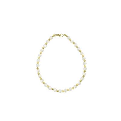 BRACELET OR JAUNE 375/00 PERLE DE CULTURE EAU DOUCE CHINE 3,5/4MM
