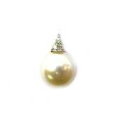 PENDENTIF OR GRIS 375/00 EAU DOUCE 7/7,5MM DIAMANT