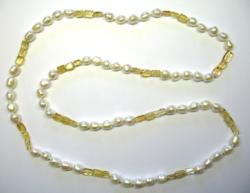 SAUTOIR EAU DOUCE CHINE 9/10MM CERCLEE BLANCHE 56 AMETHYSTE VIOLET CRISTAL BLANC