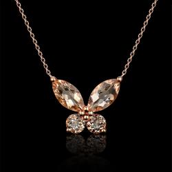 COLLIER OR ROSE 750/00 1.63g 4 MORGANITES ROSES 1.40CT
