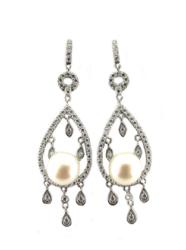 BO ARGENT 925/00 4.03g EAU DOUCE CHINE 8,5/9MM BOUTON BLANCHE 112 OXYDE BLANC 1.76CT