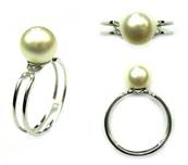 BAGUE OR GRIS 375/00 PERLE DE CULTURE EAU DOUCE CHINE 7,5/8MM