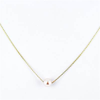 COLLIER OR JAUNE 750/00 PERLE DE CULTURE EAU DOUCE CHINE 7/7,5MM