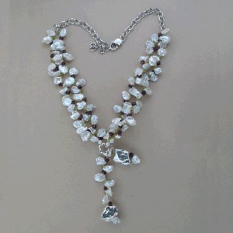 COLLIER ARGENT 925/00 18.50g EAU DOUCE CHINE 8/9MM KESHI