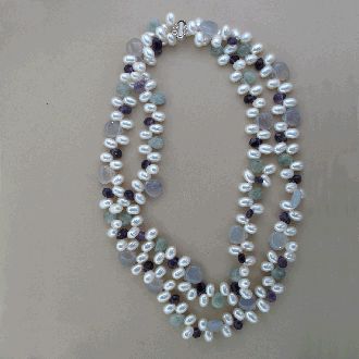 COLLIER ARGENT 925/00 1.20g EAU DOUCE CHINE 7MM POIRE