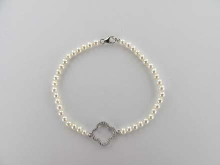 BRACELET ARGENT 925/00 0.89g EAU DOUCE CHINE 3/3,5MM RONDE BLANCHE OXYDE BLANC