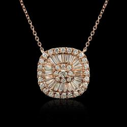 COLLIER OR ROSE 750/00 2.24g 19 DIAMANTS TRAPEZE 0.29CT 33 DIAMANTS RONDS 0.23CT