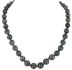 COLLIER OR GRIS 750/00 1.20 GR MER DU SUD TAHITI 11/12MM SEMI-RONDE