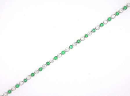 BRACELET OR GRIS 750/00 EMERAUDE DIAMANT E0.63(38) D0.65(38) G3.78