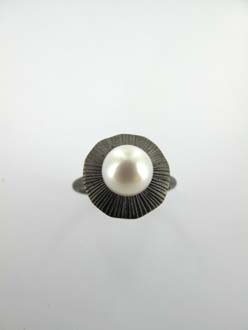 BAGUE ARGENT 925/00 T56 2.70g EAU DOUCE CHINE 7,5/8MM SEMI-RONDE BLANCHE