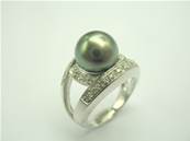 BAGUE OR GRIS 750/00 PERLE DE CULTURE MERS DU SUD TAHITI 9/10MM