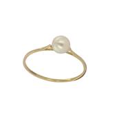 BAGUE OR JAUNE 750/00 T50/54 PERLE DE CULTURE EAU DOUCE CHINE