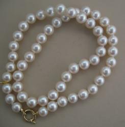 COLLIER OR JAUNE 750/00 1.38g AKOYA JAPON 7,5/8MM RONDE BLANCHE