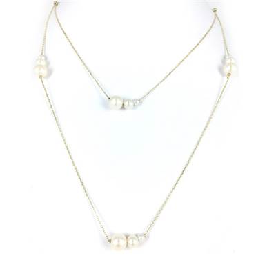COLLIER OR JAUNE 750/00 PERLE DE CULTURE EAU DOUCE CHINE 3/7,5MM
