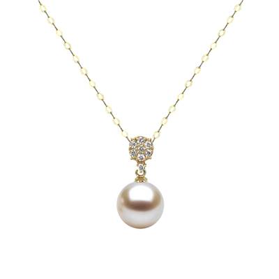 COLLIER OR JAUNE 750/00 PERLE DE CULTURE EAU DOUCE CHINE 9/9,5MM