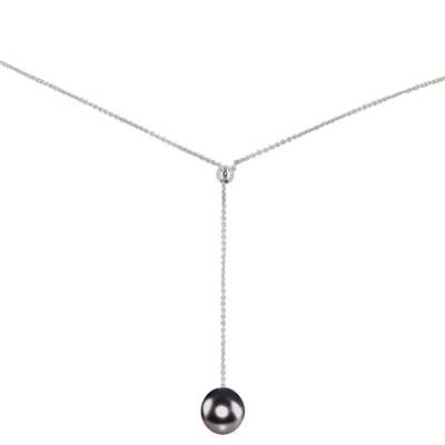 COLLIER OR GRIS 750/00 PERLE DE CULTURE MERS DU SUD TAHITI