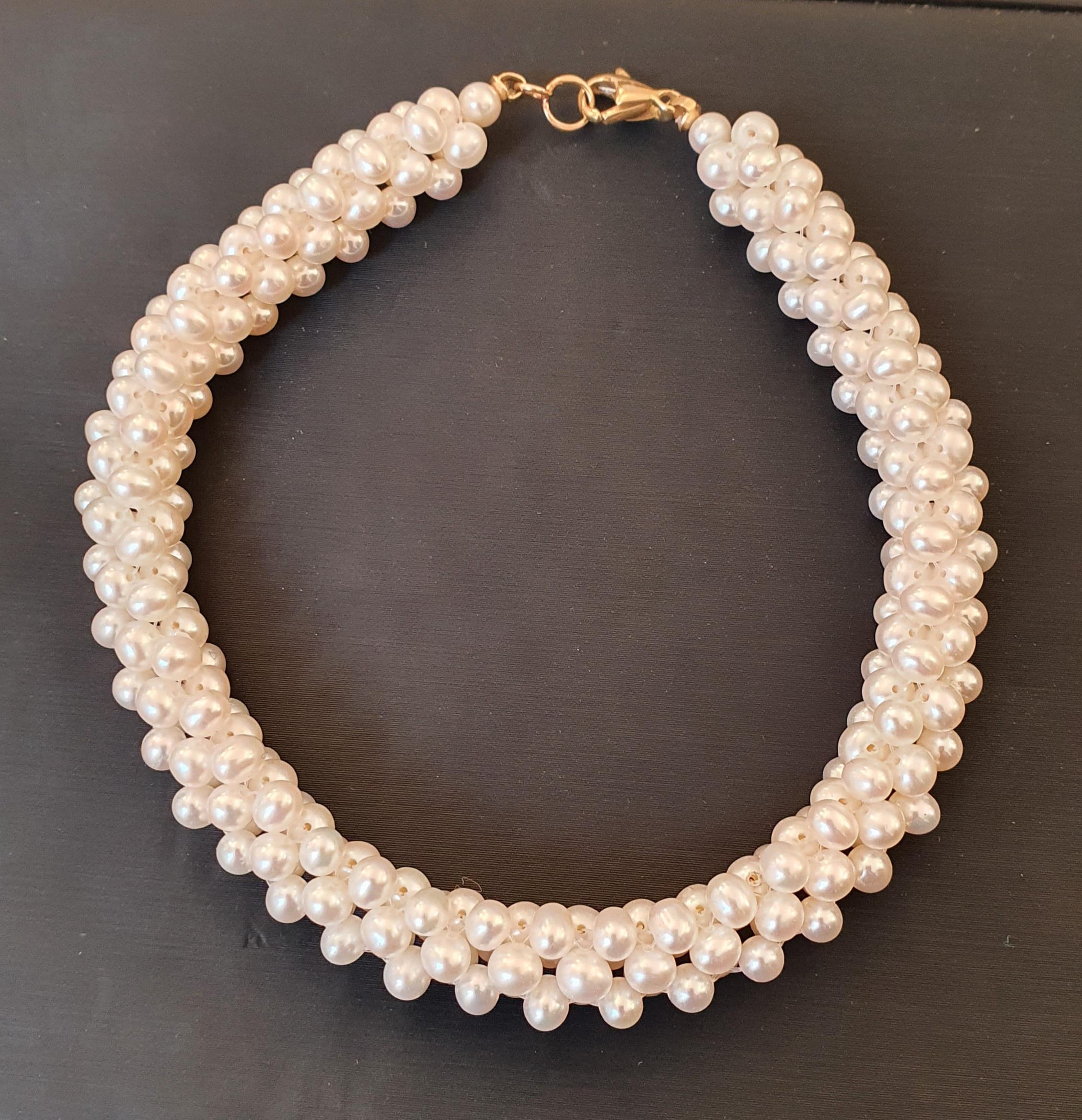 COLLIER OR JAUNE 750/00 EAU DOUCE CHINE BLANCHE
