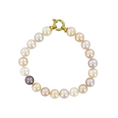 BRACELET OR JAUNE 750/00 PERLE DE CULTURE EAU DOUCE CHINE 8/8,5MM