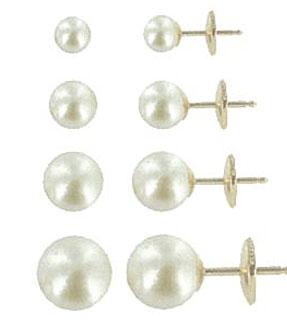 LOT DE 2 BO OR JAUNE 750/00 1.68g AKOYA JAPON 8/8.5 - 9/9.5MM RONDE SYSTEME ALPA 1.68 GR