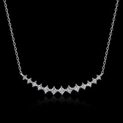 COLLIER OR GRIS 750/00 1.27g 13 DIAMANTS PRINCESSES 0.25CT