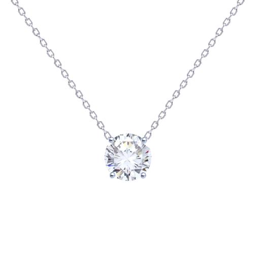 COLLIER ARGENT 925/00 1.51g 1 ZIRCON 0.30CT
