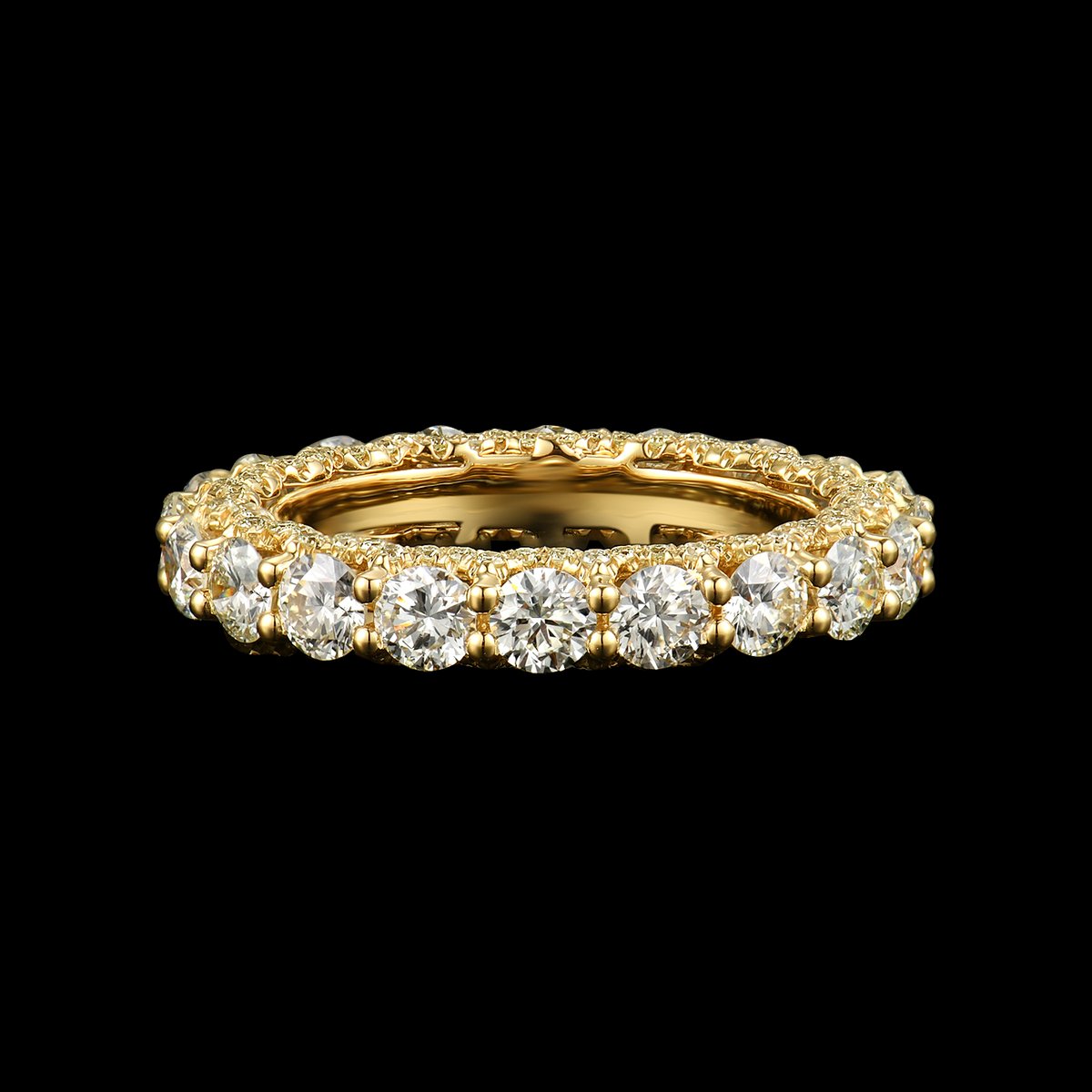 BAGUE OR JAUNE 750/00 2.87g 20 DIAMANTS RONDS 2.59CT 120 DIAMANTS RONDS 0.45CT