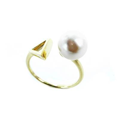 BAGUE OR JAUNE 750/00 PERLE DE CULTURE EAU DOUCE CHINE 8/8,5MM