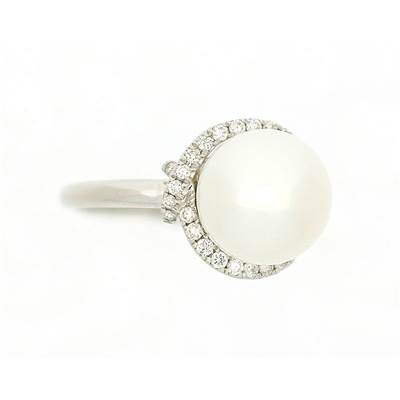 BAGUE OR GRIS 750/00 PERLE DE CULTURE EAU DOUCE CHINE 9,5/10MM