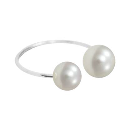 BAGUE OR GRIS 750/00 PERLE DE CULTURE EAU DOUCE CHINE 6,5/8,5MM