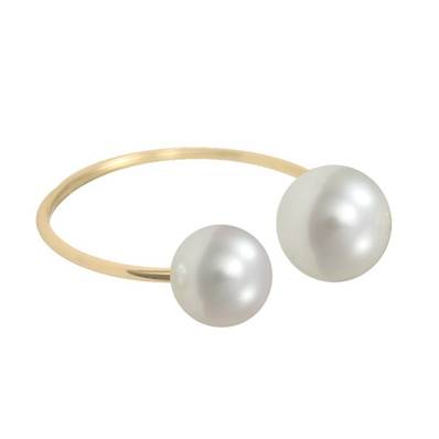 BAGUE OR JAUNE 750/00 PERLE DE CULTURE EAU DOUCE CHINE 6,5/8MM