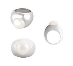 BAGUE ARGENT 925/00 16.20g EAU DOUCE CHINE 12/13MM  BAROQUE BLANCHE  2T52 ET 7T54 