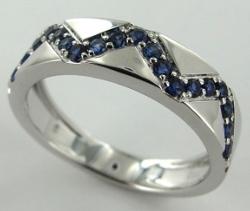 BAGUE OR GRIS 750/00 4.27g 19 SAPHIR 0.43CT T54
