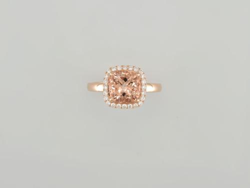 BAGUE OR ROSE 750/00 3.60g 1 MORGANITE 2.25 24 DIAMANT 0.22 T54