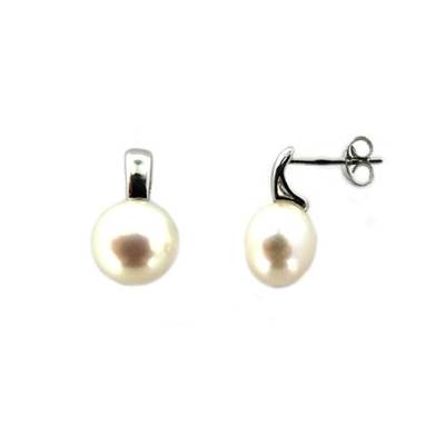 BO OR GRIS 750/00 PERLE DE CULTURE EAU DOUCE CHINE 8,5/9MM
