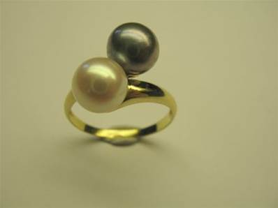 BAGUE OR JAUNE 750/00 PERLE DE CULTURE EAU DOUCE CHINE 7,5/8MM