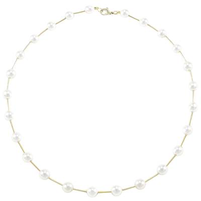 COLLIER OR JAUNE 750/00 PERLE DE CULTURE AKOYA JAPON 6,5/7MM