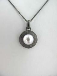 COLLIER ARGENT 925/00 3.95g EAU DOUCE CHINE 7,5/8MM SEMI-RONDE BLANCHE