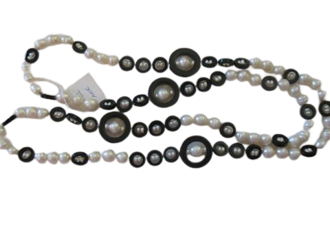 COLLIER EAU DOUCE CHINE 4/4,5MM/9,5/10MM BOUTON BLANCHE 41 AGATE