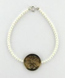 BRACELET ARGENT 925/00 0.14g EAU DOUCE CHINE 2,5/3MM RONDE BLANCHE NACRE BLANC/NOIR