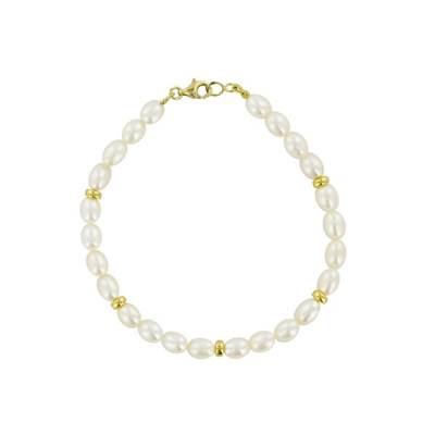 BRACELET OR JAUNE 750/00 PERLE DE CULTURE EAU DOUCE CHINE 5/5,5MM