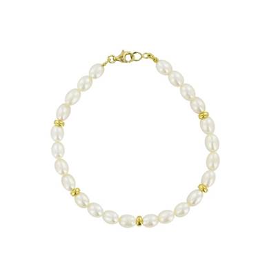 BRACELET OR JAUNE 750/00 PERLE DE CULTURE EAU DOUCE CHINE 5/5,5MM