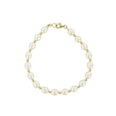 BRACELET OR JAUNE 750/00 PERLE DE CULTURE EAU DOUCE CHINE 5,5/6MM