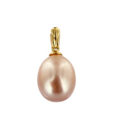 PENDENTIF OR JAUNE 750/00 PERLE DE CULTURE EAU DOUCE CHINE 9,5/10MM