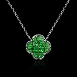 COLLIER OR GRIS 750/00 1.65g 12 TSAVORITES 0.65CT