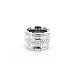 BAGUE OR GRIS 750/00 18.05g 145 DIAMANTS 1.34CT T54