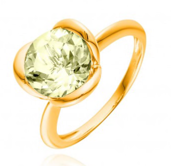 BAGUE OR JAUNE 750/00 QUARTZ VERT 3.15 G3.61