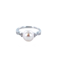 BAGUE OR GRIS 750/00 PERLE DE CULTURE EAU DOUCE CHINE 8,5/9MM