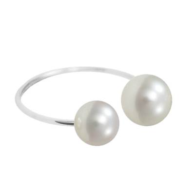 BAGUE OR GRIS 750/00 PERLE DE CULTURE EAU DOUCE CHINE 6/8,5MM