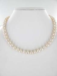 COLLIER ARGENT 925/00 0.02g EAU DOUCE CHINE 8/8,5MM BAROQUE BLANCHE