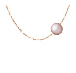 COLLIER OR ROSE 750/00 1.28g EAU DOUCE CHINE 9/9,5MM SEMI-RONDE ROSE